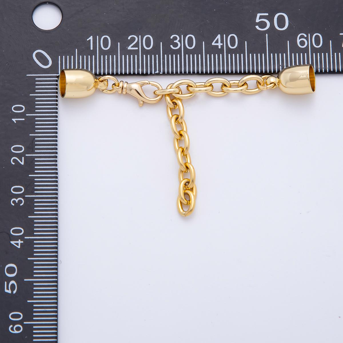 Gold Cord End Cap Clasps with Lobster and Extender for Paracord Bracelet Necklace Making Z-1365