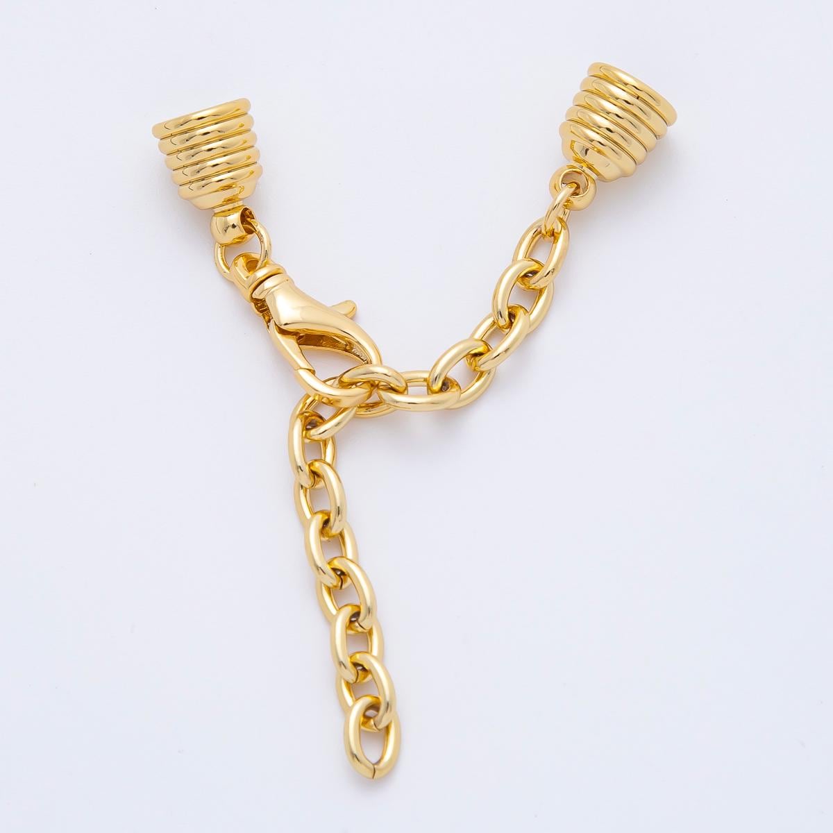 Gold Cord End Cap Clasps with Lobster and Extender for Paracord Bracelet Necklace Making Z-1365