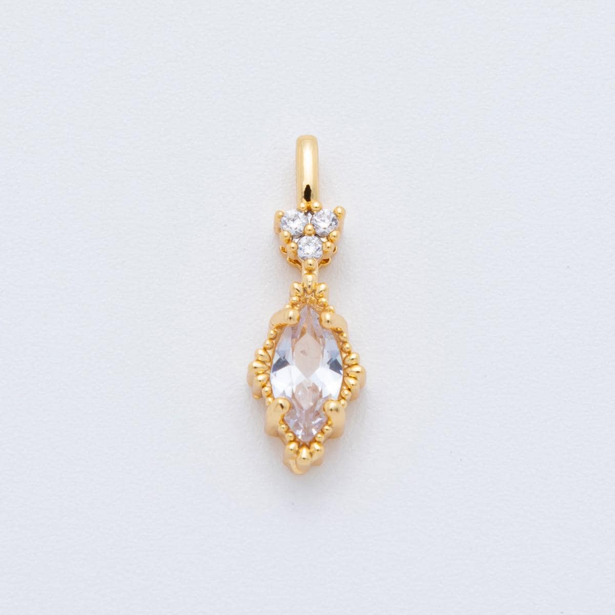 Tiny CZ Marquise Charm for Add on Charm Dangle Pink Charm 18k Gold Filled Drop Charm C-366