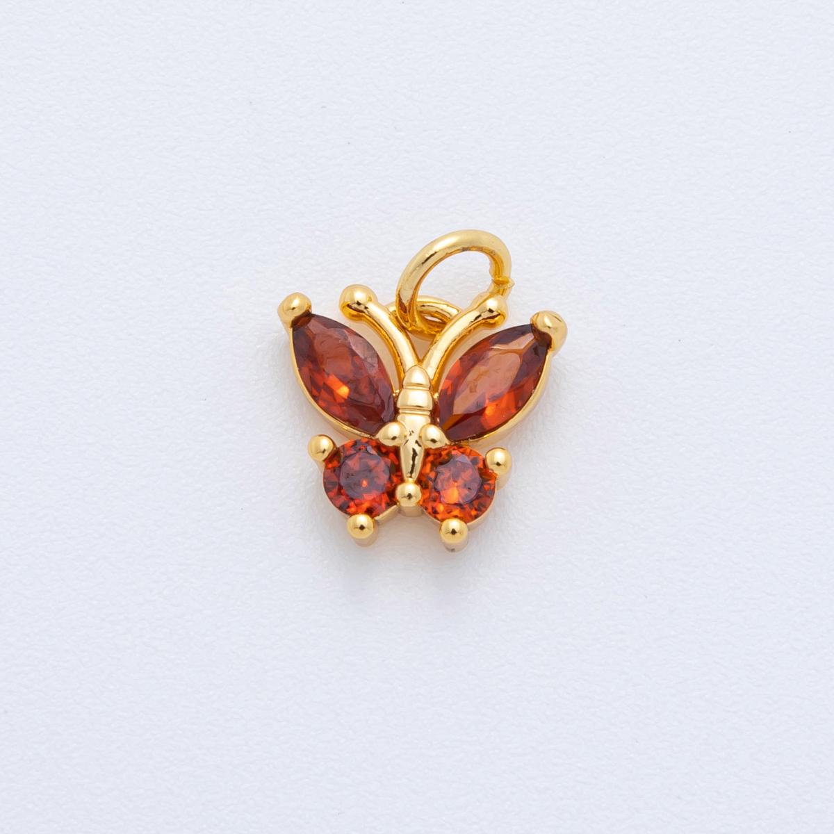 Mini Cubic Zirconia Butterfly charm, Purple Orange CZ Charm Monarch Insect Animal Summer Trend Jewelry for Earring Bracelet Necklace C-538