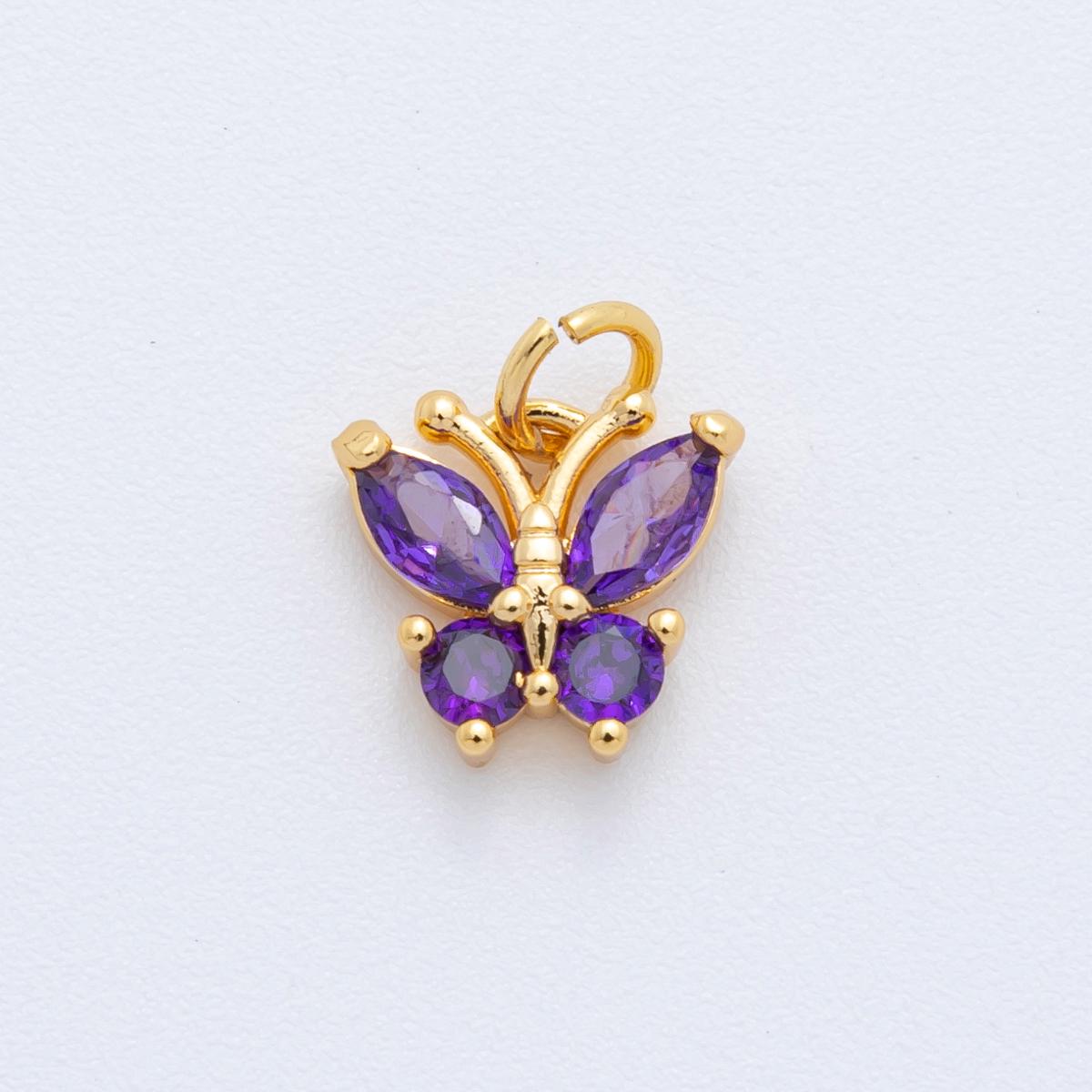 Mini Cubic Zirconia Butterfly charm, Purple Orange CZ Charm Monarch Insect Animal Summer Trend Jewelry for Earring Bracelet Necklace C-538