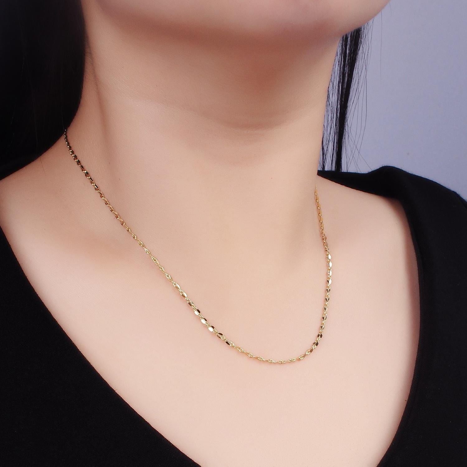 14k gold filled dapped cable chain necklace 19.75 inch long ready to wear necklace for layering jewelry inspired WA-3585
