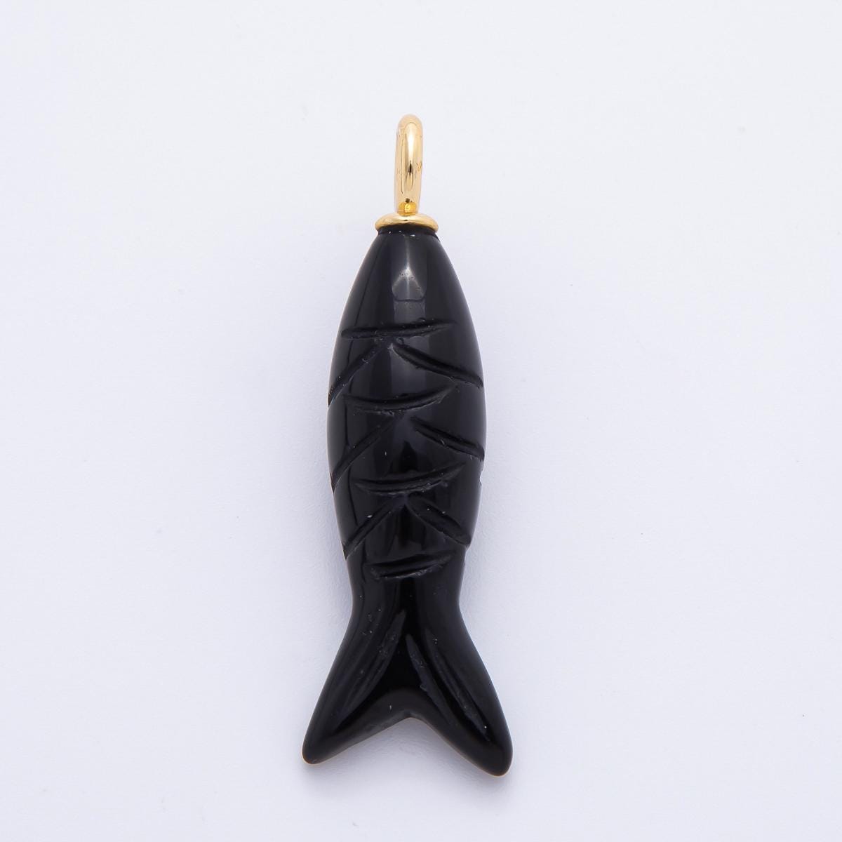 Dainty Gemstone Fish Pendant Natural Stone Sardine Fish Charm for Necklace Bracelet Jewelry Making Supply 18k Gold Filled Charm C-919