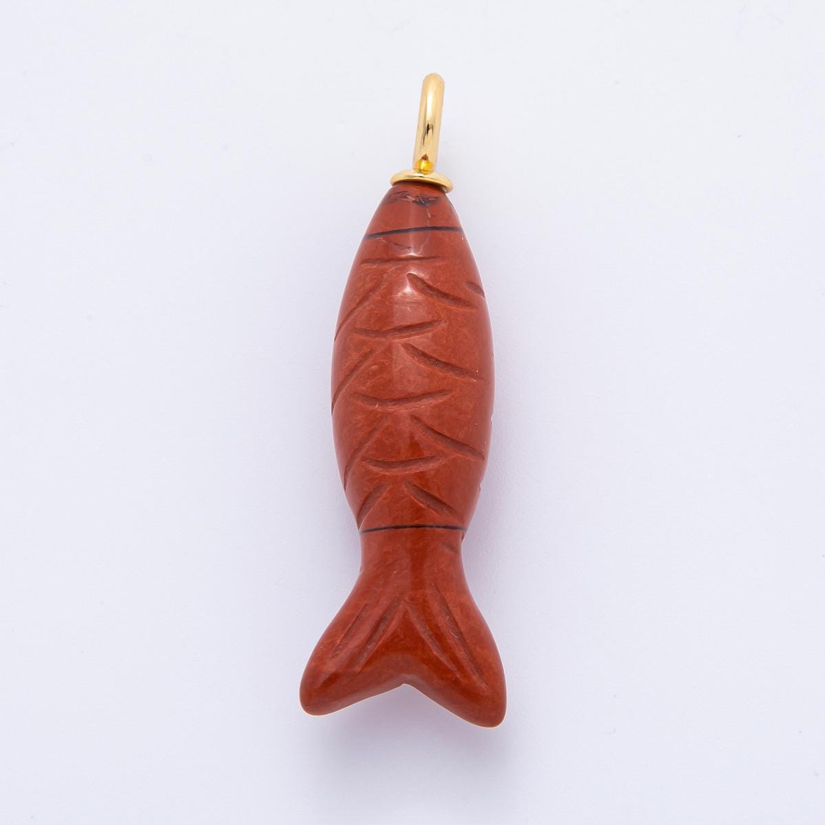 Dainty Gemstone Fish Pendant Natural Stone Sardine Fish Charm for Necklace Bracelet Jewelry Making Supply 18k Gold Filled Charm C-919