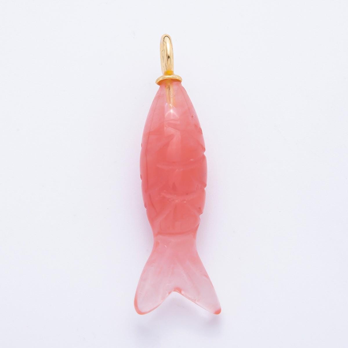Dainty Gemstone Fish Pendant Natural Stone Sardine Fish Charm for Necklace Bracelet Jewelry Making Supply 18k Gold Filled Charm C-919