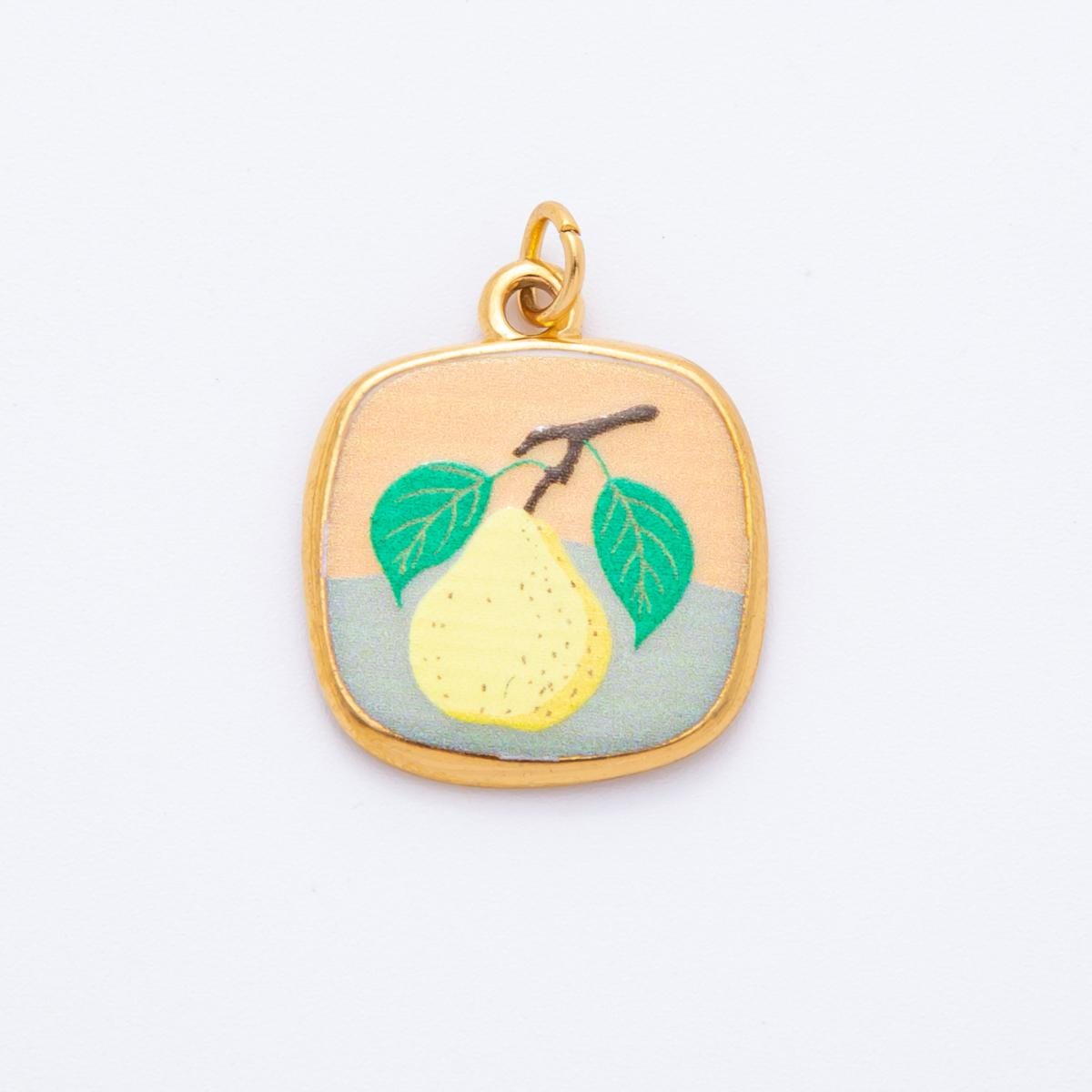 Hand-Painted Enamel Fruits Charm for necklace Bracelet Artsy Painting Mushroom Pendant PVD Gold Stainless Steel Tarnish Free Charm J-073