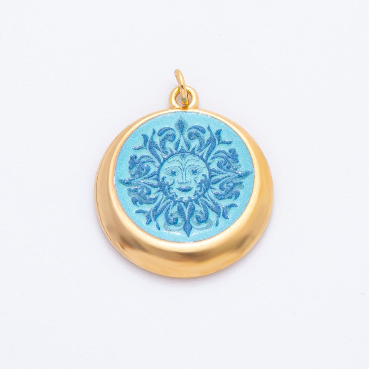 PVD Gold Round Charms Sun Face, Butterfly Flower Pendants Colorful Enamel Jewelry for Necklaces, Bracelet Supply