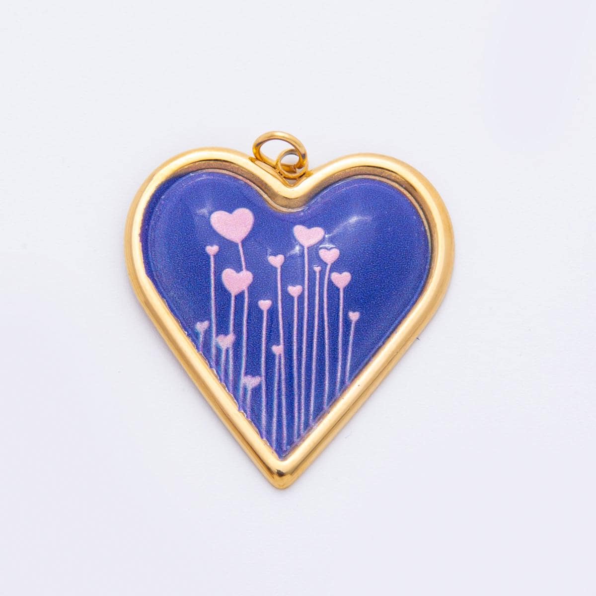 Heart Design Enamel Painting Love Pendant Charm PVD Gold Plated Frame for Bracelet Necklace Component J-430