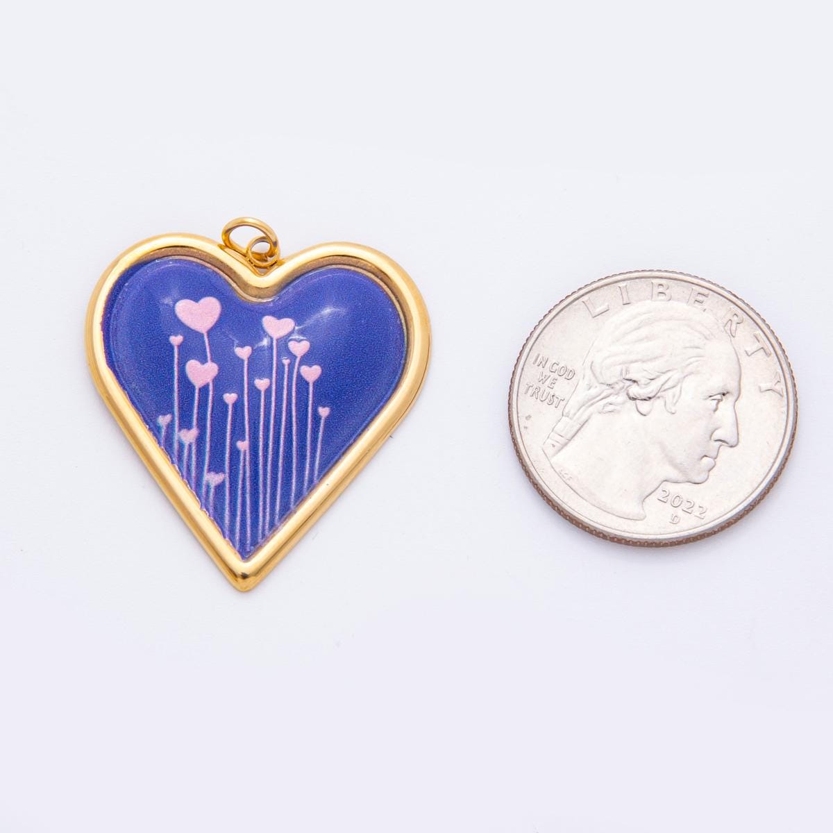 Heart Design Enamel Painting Love Pendant Charm PVD Gold Plated Frame for Bracelet Necklace Component J-430