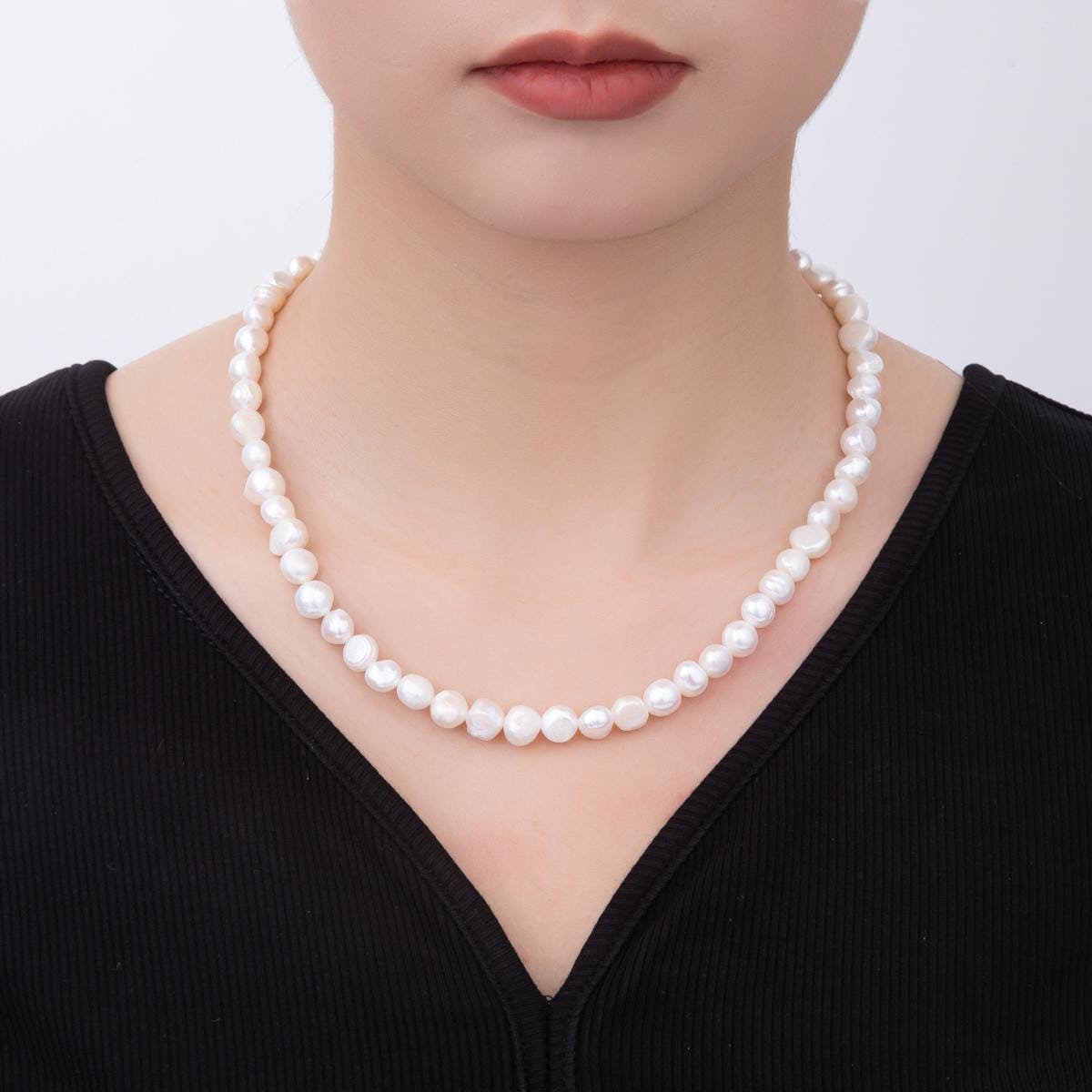 8.2mm freshwater pearl necklace Genuine White Fresh Water pearl necklace, bridal pearl necklace bridesmaid pearls wedding jewelry WA3474