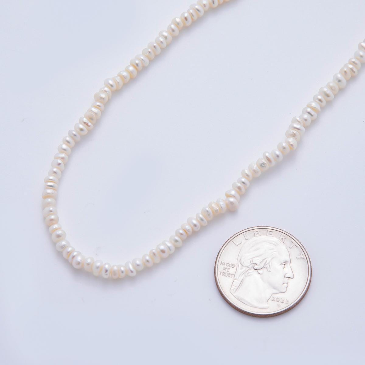 White Freshwater Rice Pearl Necklace, Gold Filled Necklace, Dainty Pearl Necklace for Women, 4mm Pearl Necklace 15 Inch WA-3475