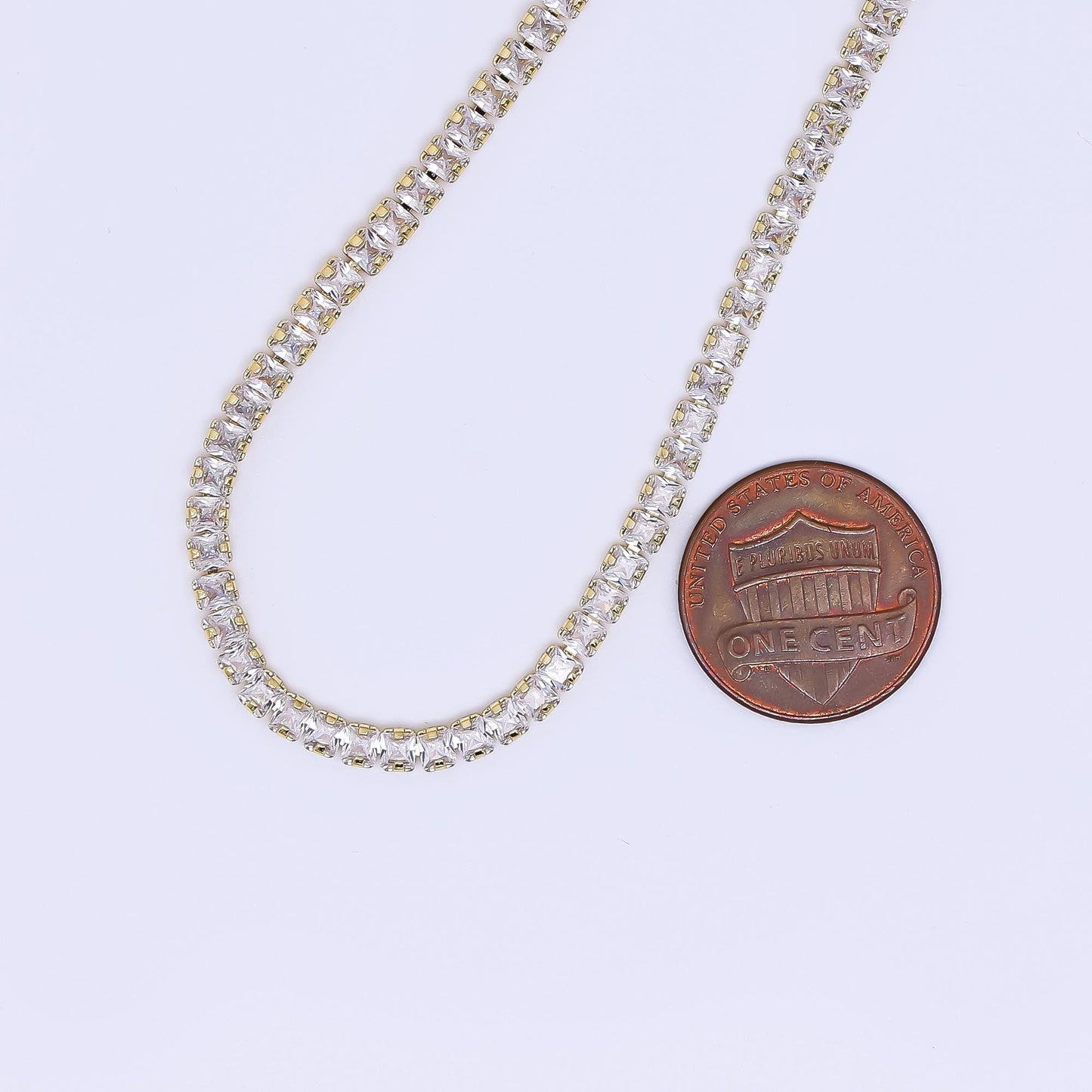 Clear Square CZ Box Clasp Tennis Gold Filled CZ Necklace 17.5 Inch | WA-3341