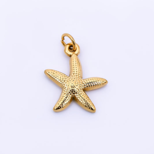 Gold Stainless Steel 18mm Dotted Under the Sea Starfish Charm | J-00058