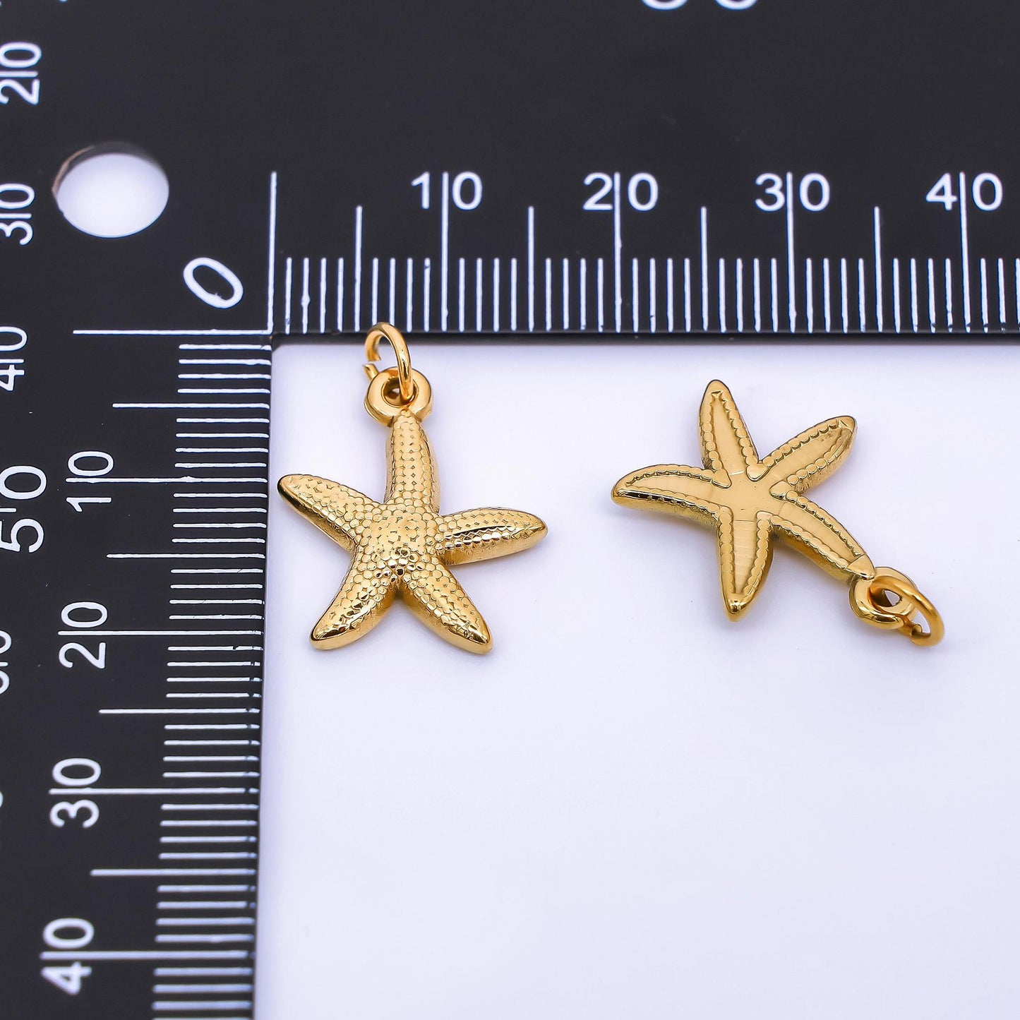 Gold Stainless Steel 18mm Dotted Under the Sea Starfish Charm | J-00058