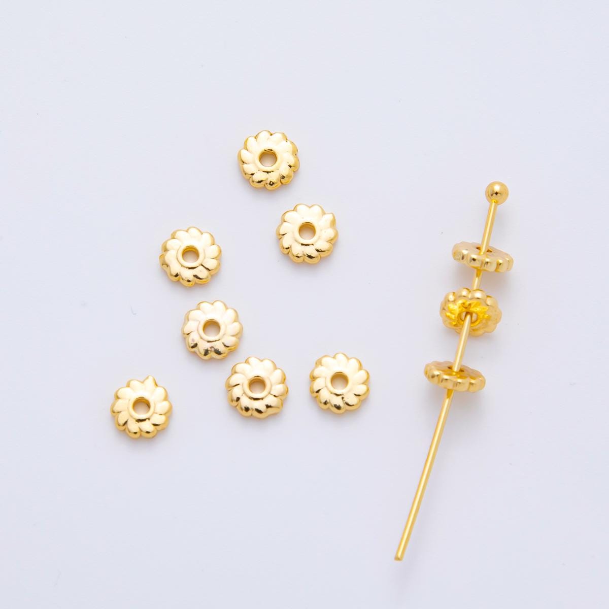 10x 18k gold Filled Flower Donut beads spacer Tiny Bead spacer beads 5x5 mm beads AF-1082