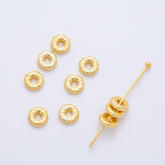 10pcs 18K Gold Filled Tiny Textured Donut Spacer Beads,Bracelet Beads,Disc Spacer Beads for Bracelet Jewelry Necklace Making Supply AF-1086