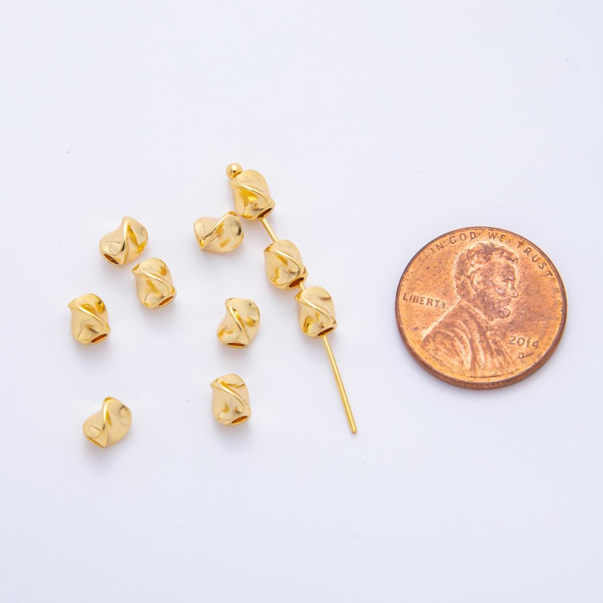 10pcs 18K Gold Filled Molten Gold Tube Spacer Beads Bracelet Beads Cylinder Spacer Beads for Bracelet Jewelry Necklace Making Supply AF-1088