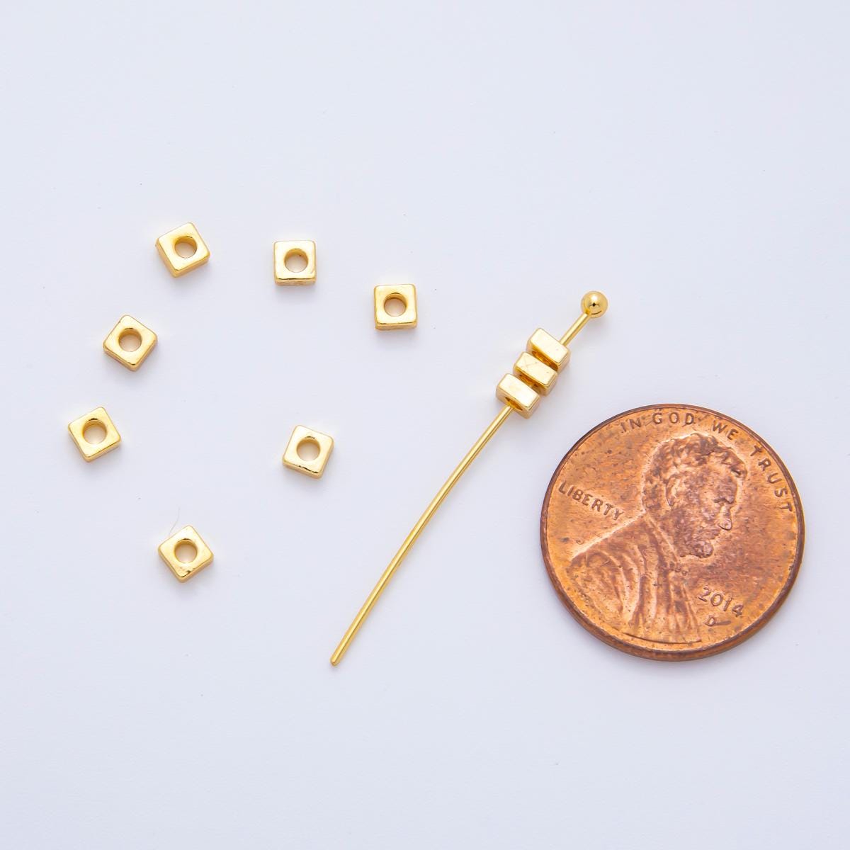 10x 18k gold Filled flat Square Tiny Bead spacer 3x3 mm beads AF-1090