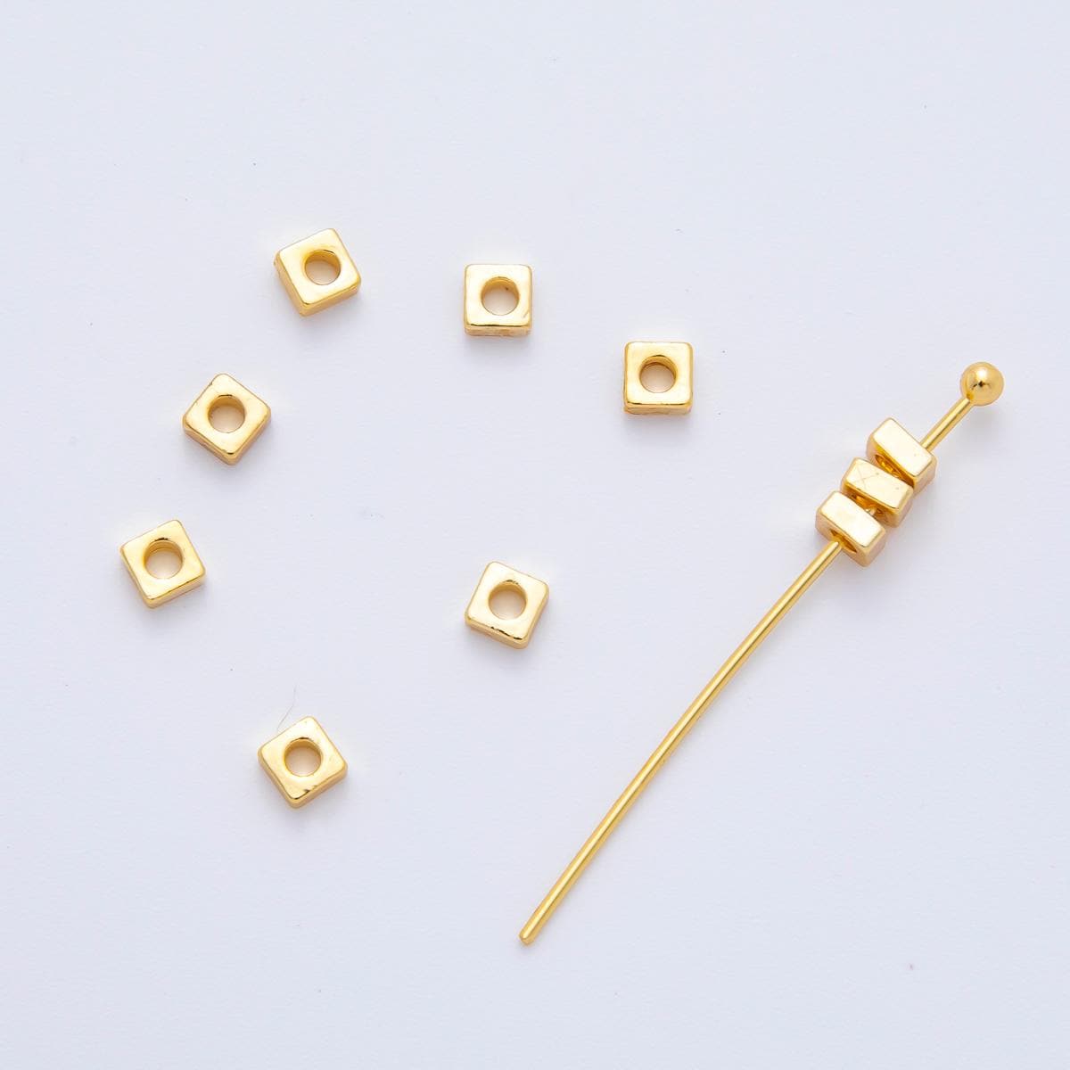 10x 18k gold Filled flat Square Tiny Bead spacer 3x3 mm beads AF-1090