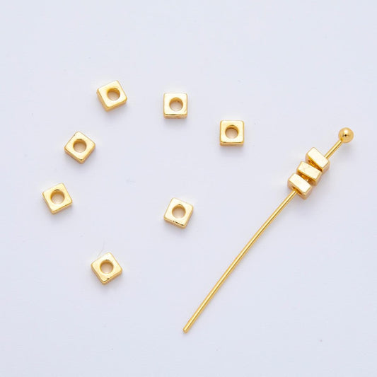10x 18k gold Filled flat Square Tiny Bead spacer 3x3 mm beads AF-1090