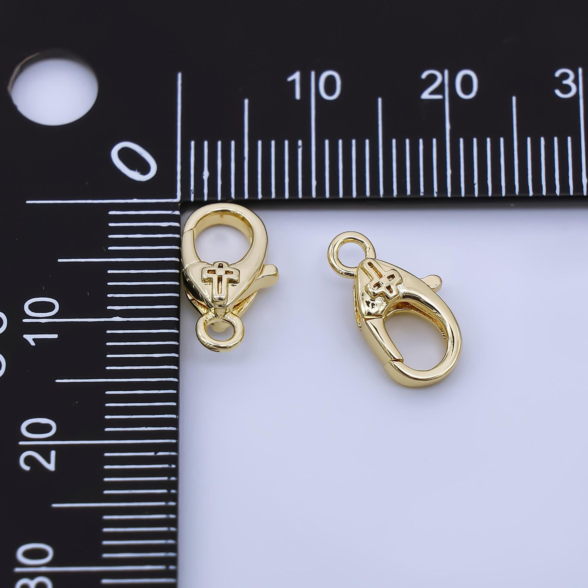 24K Gold Filled 13mm Christian Cross Lobster Clasp Charm Finding | Z1323