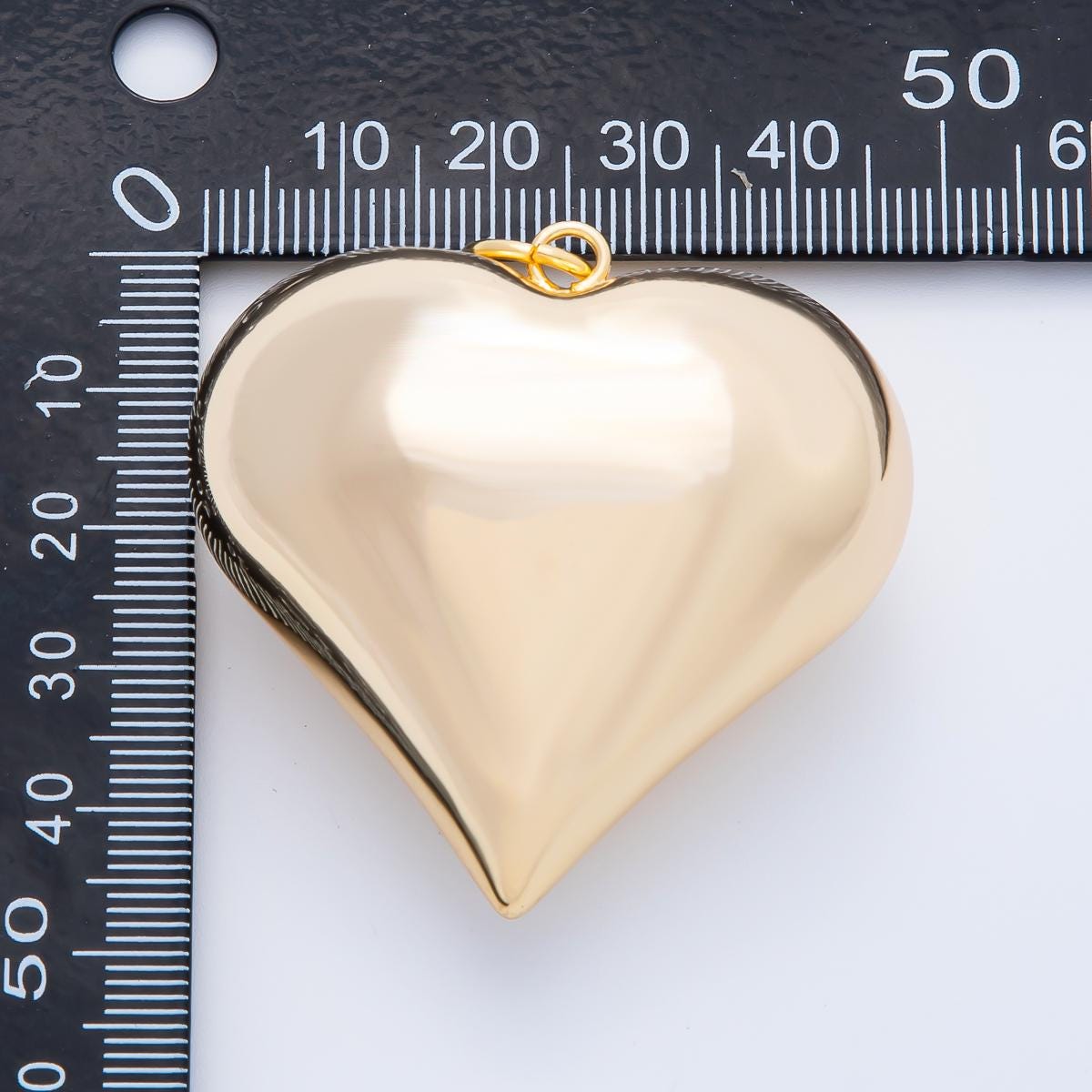 Puffy big 18k gold filled heart charm balloon pendant for statement jewelry making supply | AF-1314