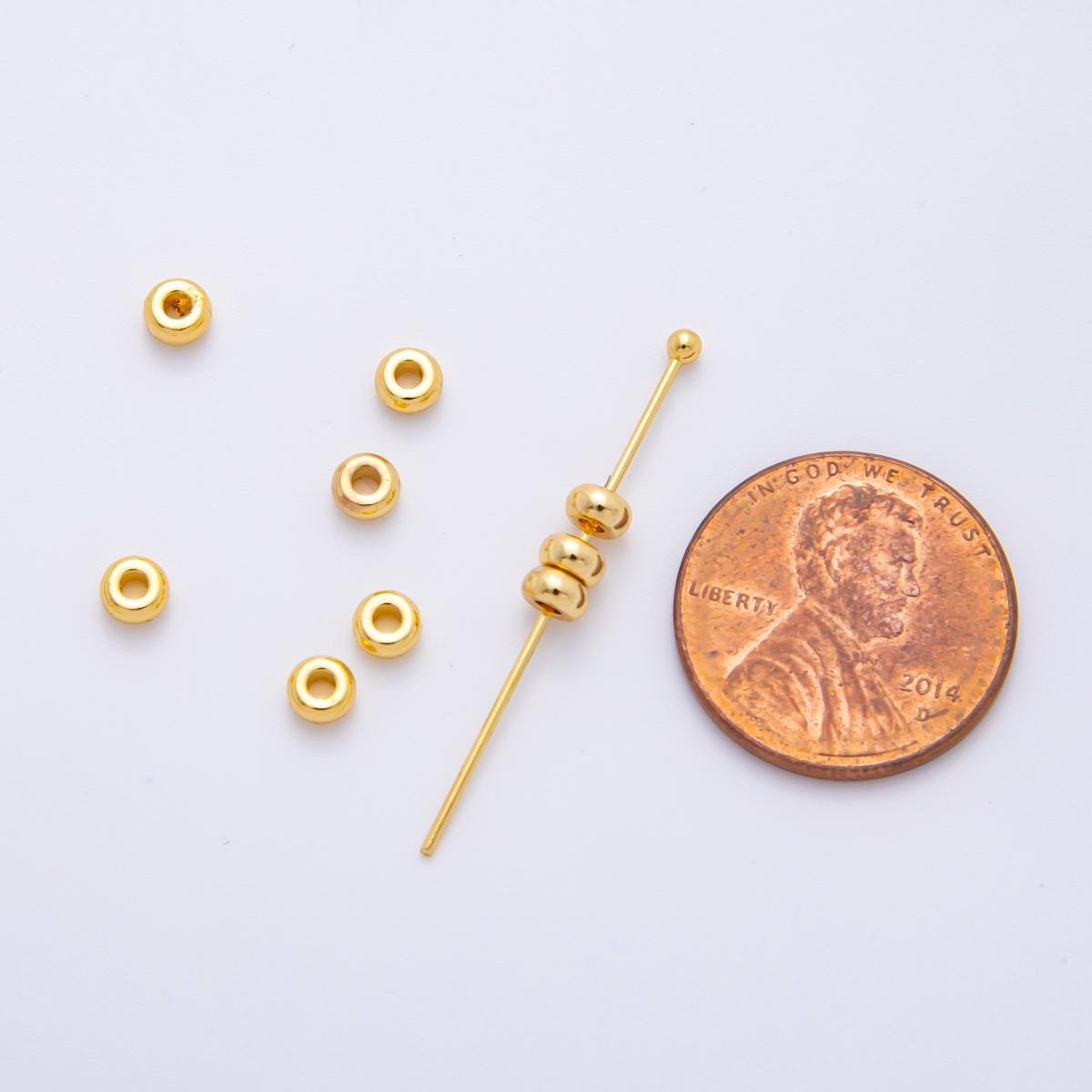 10x 18k gold Filled Donut beads spacer Tiny Bead spacer beads 3.7x3.7 mm beads AF-1089