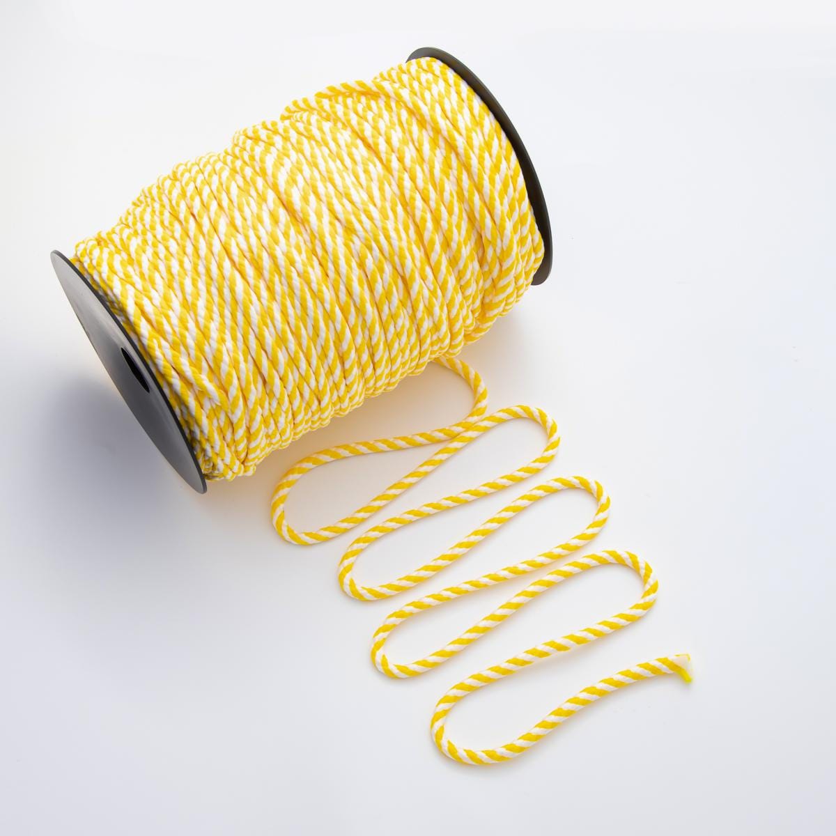 Jewelry Making Round Cords, Polyester & Spandex Cord Ropes 5mm Yellow White Braided Rope by Yards | ROLL-1735