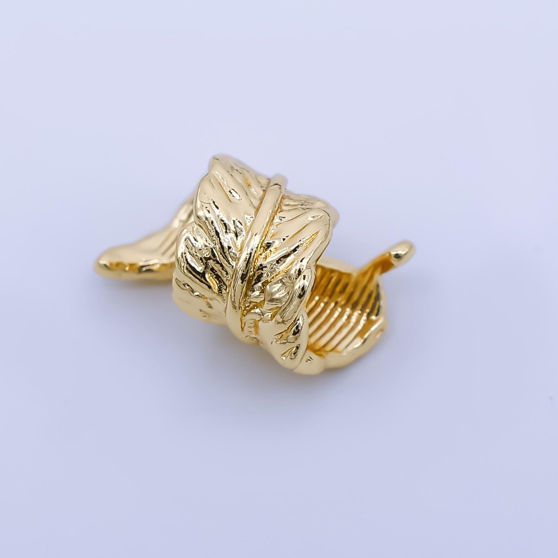 24K Gold Filled 14mm Twisted Dry Leaf Bead Spacer | B477