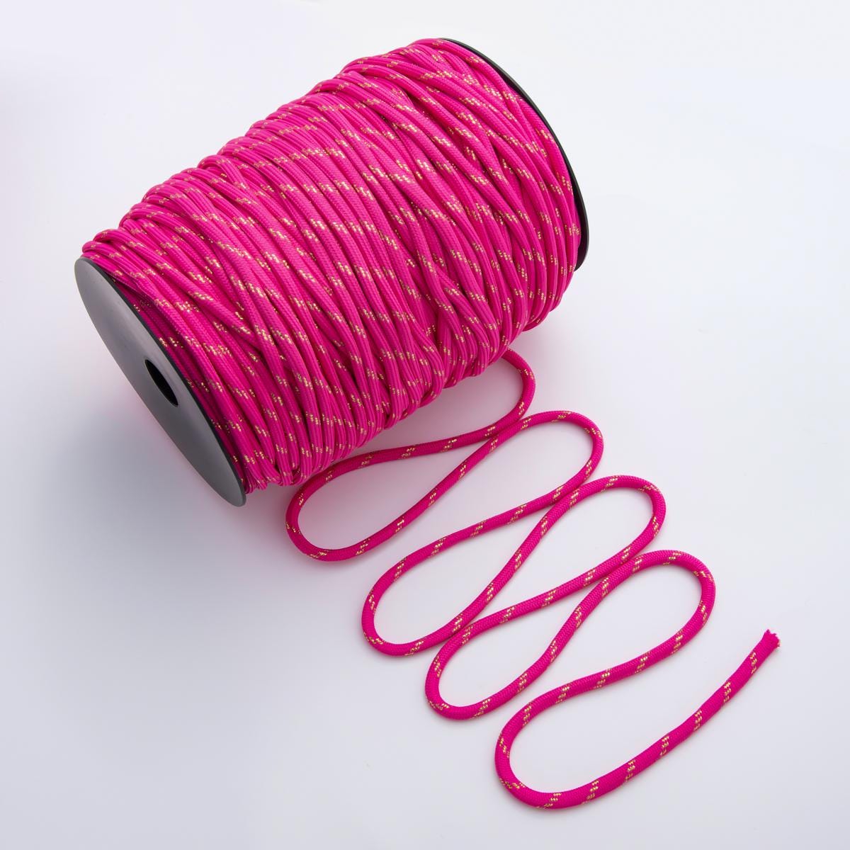 Jewelry Making Round Cords, Polyester & Spandex Cord Ropes 5mm Rose Red Braided Rope by Yards | ROLL-1753