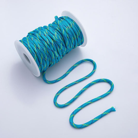 Key Chain Bag Charm Jewelry Making Round Cords, Polyester & Spandex Cord Ropes 5mm Aqua Blue Braided Rope by Yards | ROLL-1756