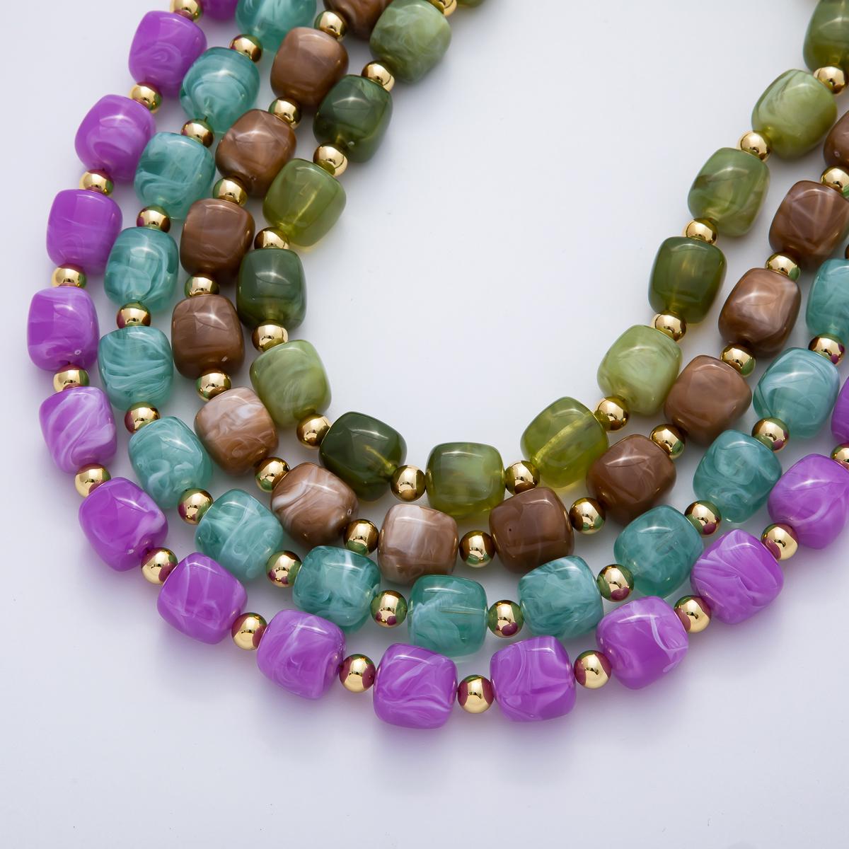 Chunky 8mm Gemstone Bead 19.6 Inch Handmade 18K Gold Filled Clusted Beaded Necklace | WA-3484
