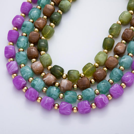 Chunky 8mm Gemstone Bead 19.6 Inch Handmade 18K Gold Filled Clusted Beaded Necklace | WA-3484