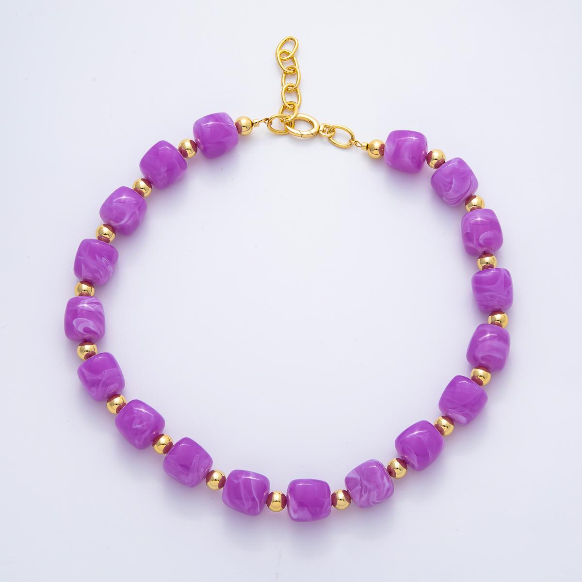 Chunky 8mm Gemstone Bead 19.6 Inch Handmade 18K Gold Filled Clusted Beaded Necklace | WA-3484