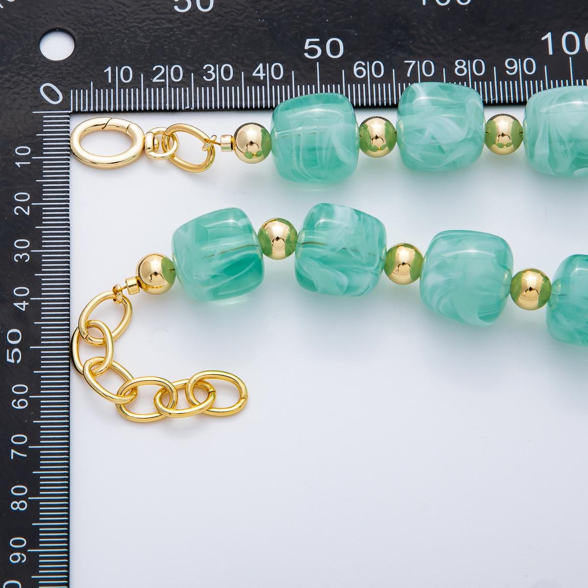 Chunky 8mm Gemstone Bead 19.6 Inch Handmade 18K Gold Filled Clusted Beaded Necklace | WA-3484