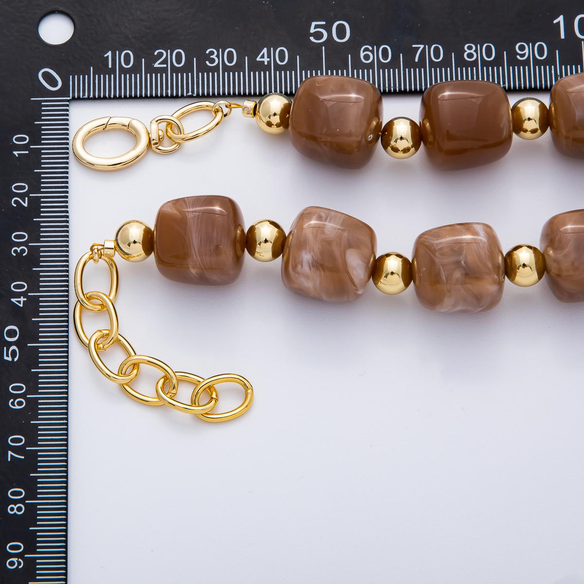 Chunky 8mm Gemstone Bead 19.6 Inch Handmade 18K Gold Filled Clusted Beaded Necklace | WA-3484