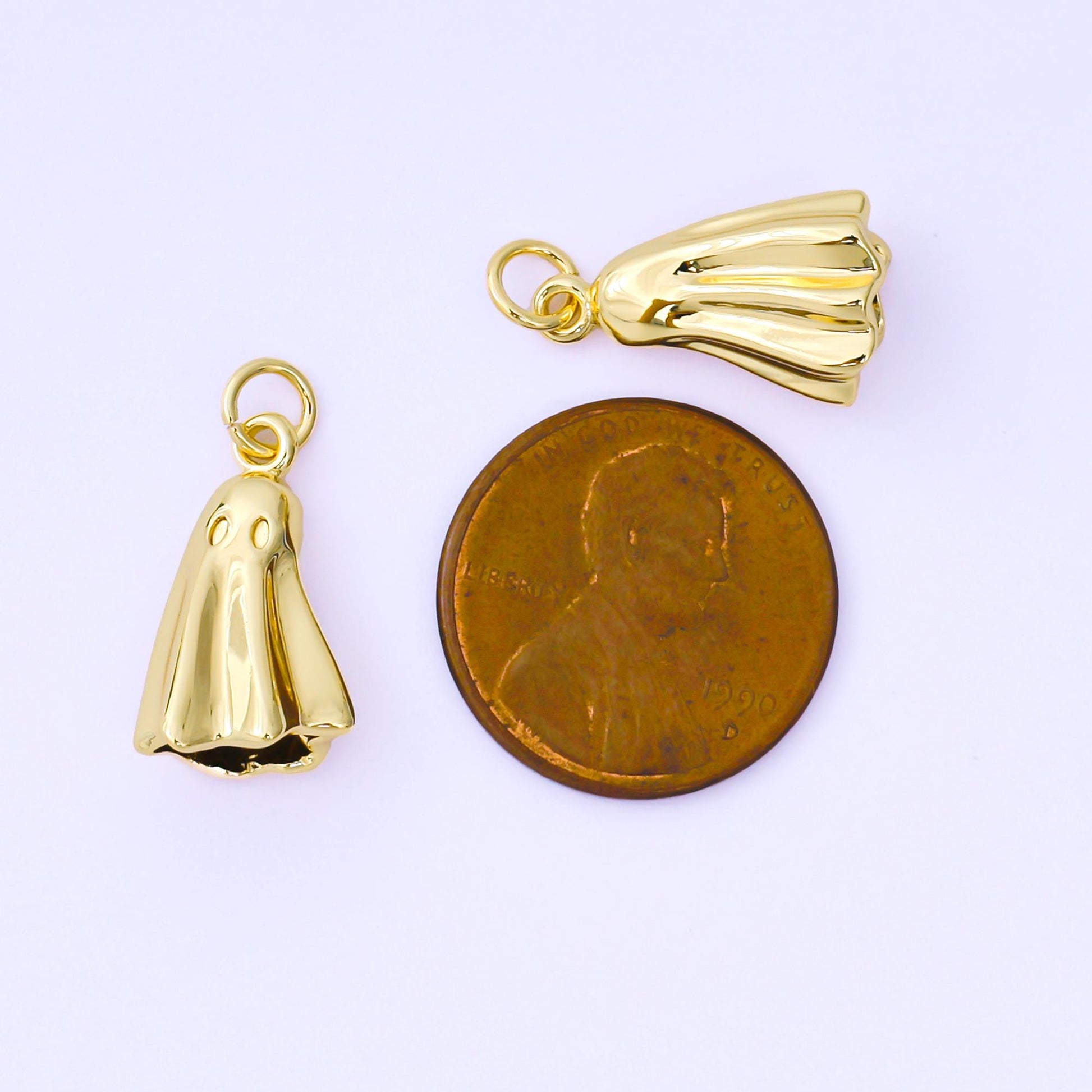 Dainty 24k Gold Filled ghost charm Cute scary haunted Halloween pendant jewelry inspired AF-1291