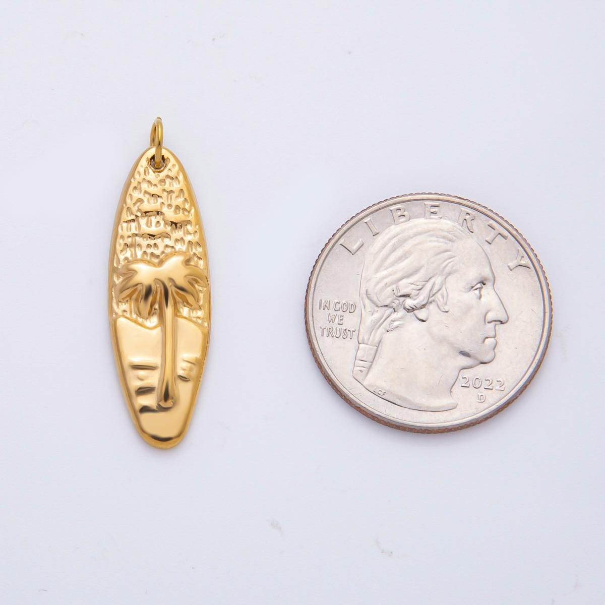 Gold Stainless steel Palm Tree Charm California Jewelry Inspired Hawaiian Surfer Pendant charm | C-066