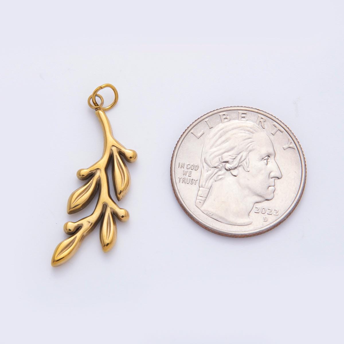 Stainless steel gold Olive Branch Charm necklace pendant Boho Floral charm for Charm Necklace Bracelet Supply C-110
