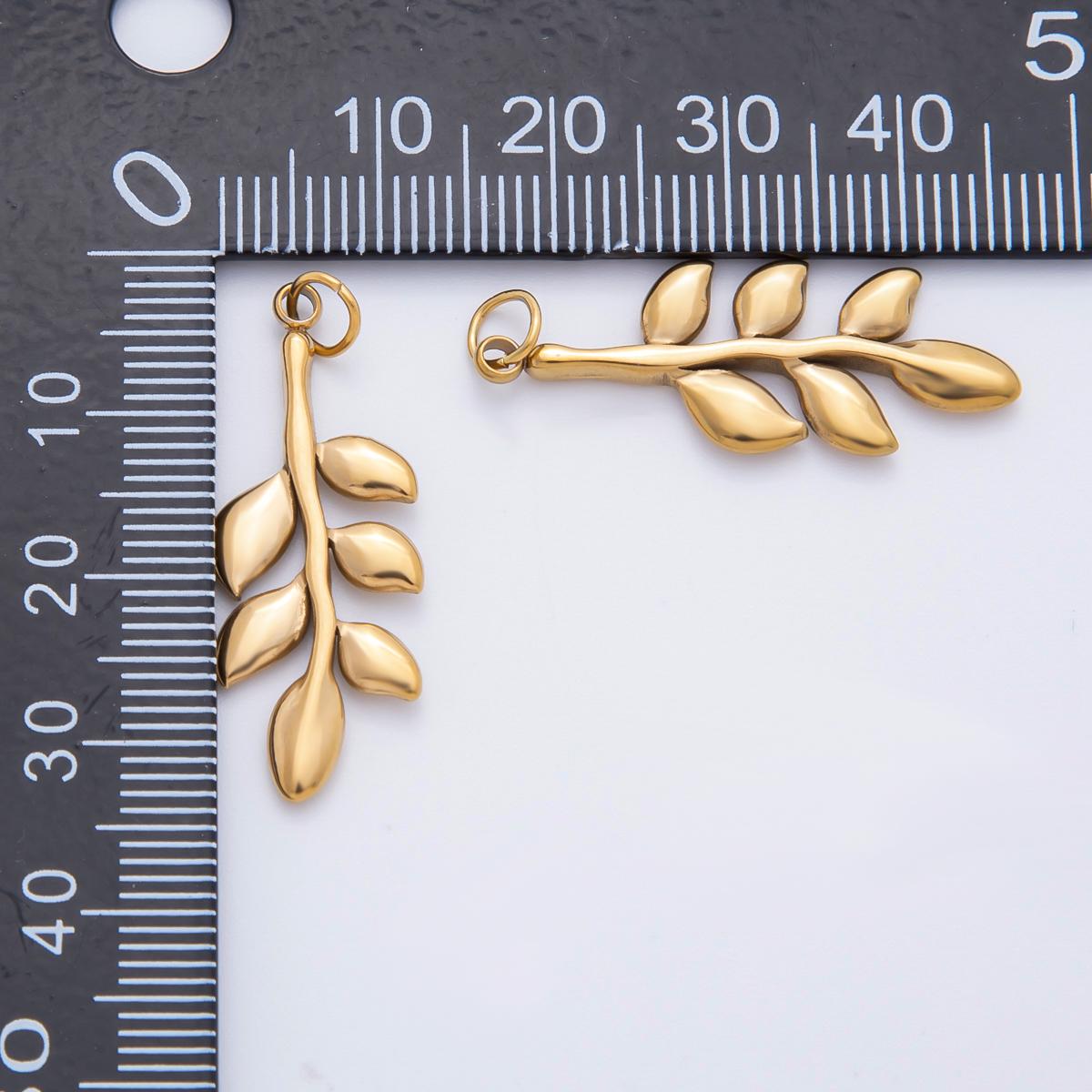 Stainless steel gold Olive Branch Charm necklace pendant Boho Floral charm for Charm Necklace Bracelet Supply C-111