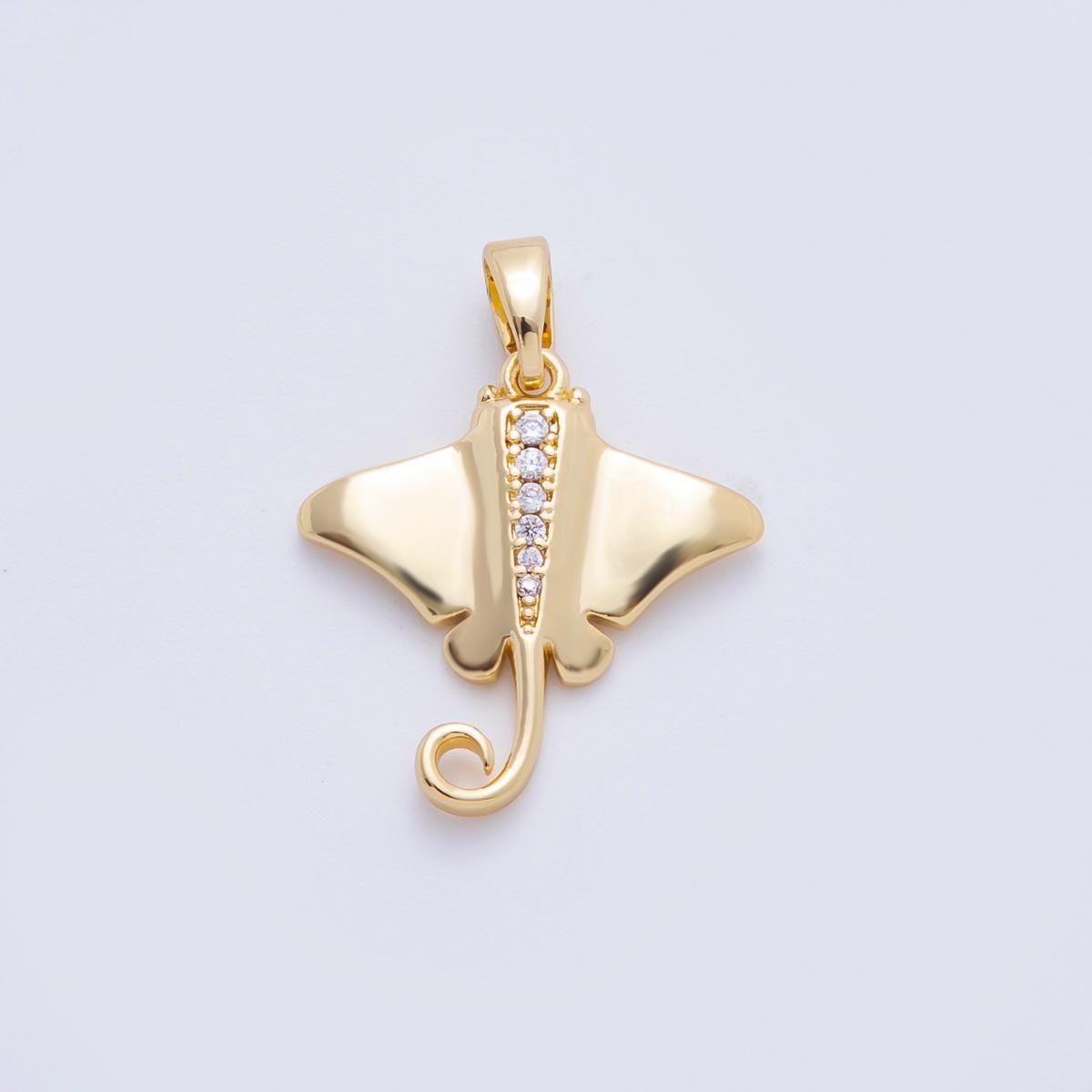Manta Ray Gold Fish Charms18K Gold Filled Pendant CZ Micro Pave Ocean Aquarium Charm Bracelet Necklace for DIY Jewelry Making Supply AF-1105