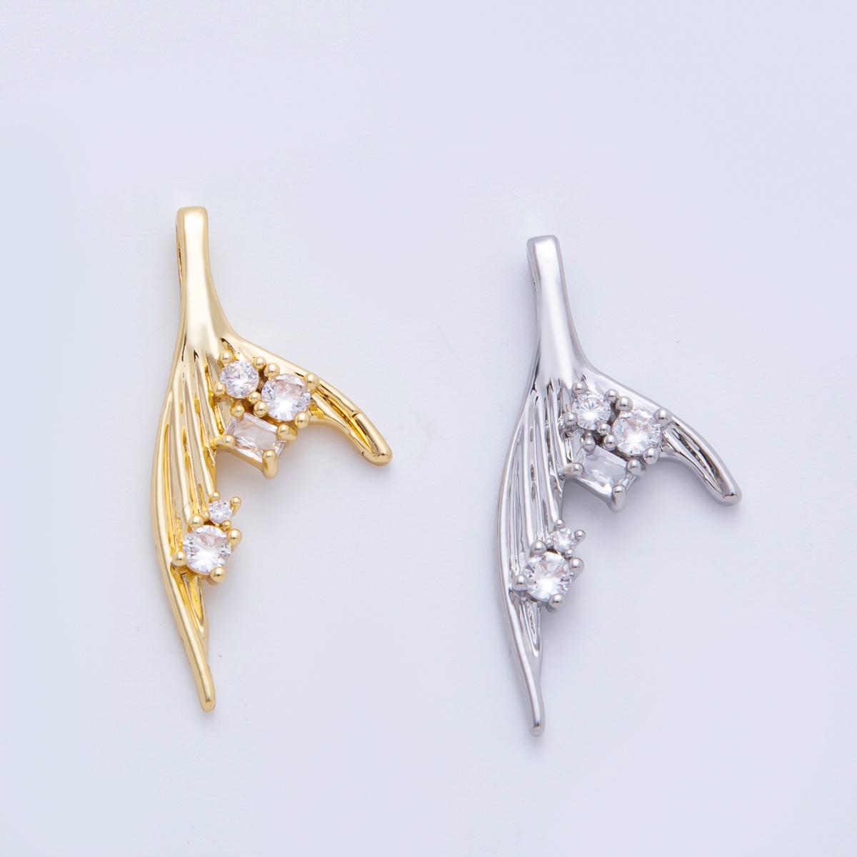 Mermaid Tail Gold Charms 18K Gold Filled Pendant CZ Micro Pave Mermaid Charm Bracelet Necklace for DIY Jewelry Making Supply AF-1106
