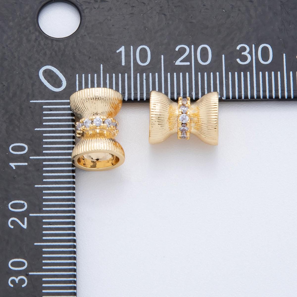 18K Gold Filled 8.6x11 mm Textured Hourglass Bead Spacer| AF-1019