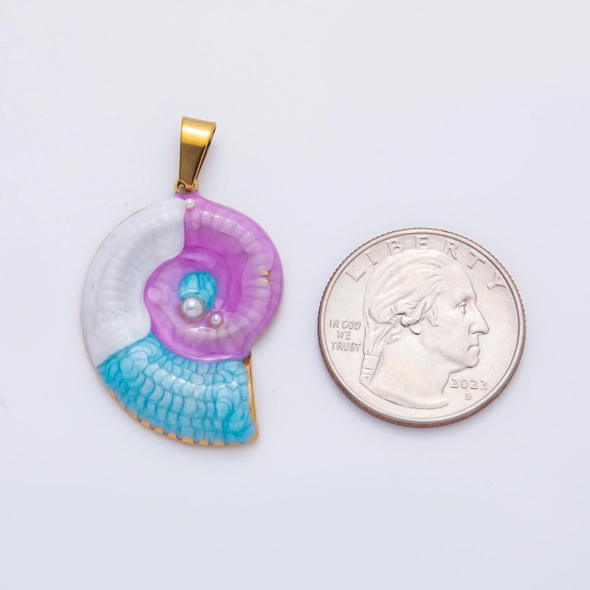 PVD Gold Stainless Steel Colorful Enamel Amanite charms Ammonite Shell Shell Charm Beach Jewelry Making Supply | P-836