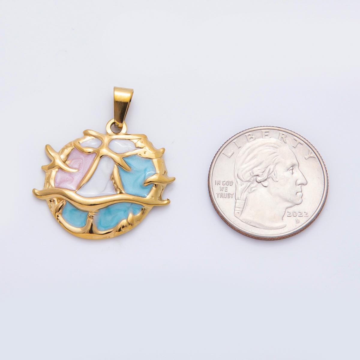 PVD Gold Stainless Steel Colorful Enamel Coral Charm Under the Sea Ocean Jewelry Making Supply | P-822