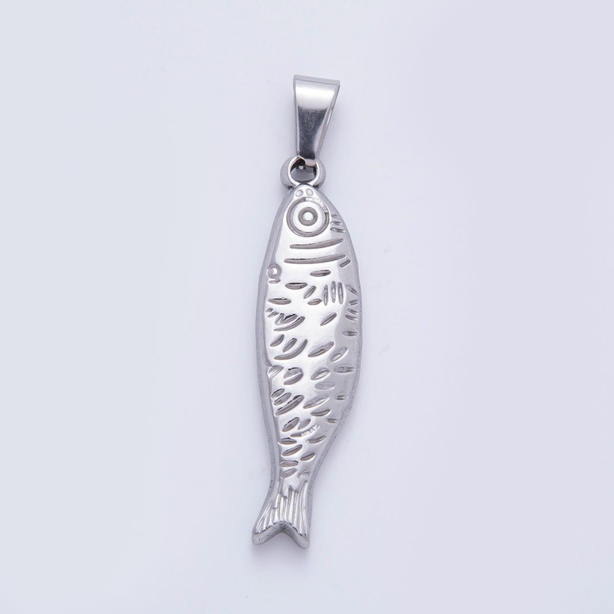 Stainless steel 47.3mm fish Sardines Charm minimalist Animal Pendant in gold sardine fish pendant | p-802