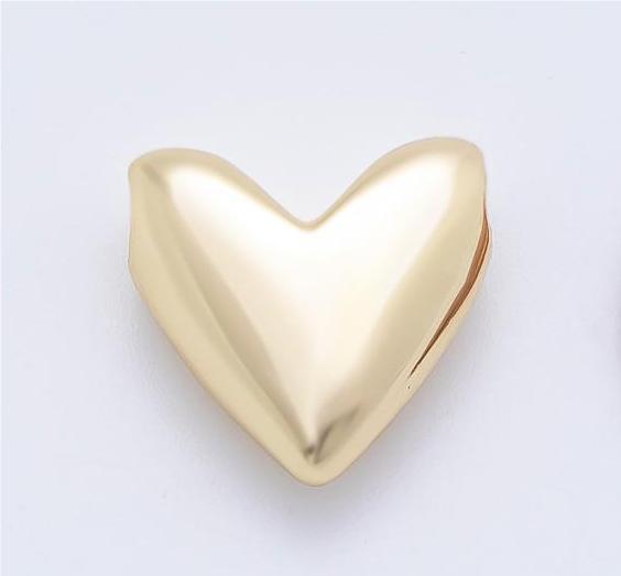 18K Gold Filled Heart Bead Slider Spacer Charm for Cord Necklace Making AF-1092