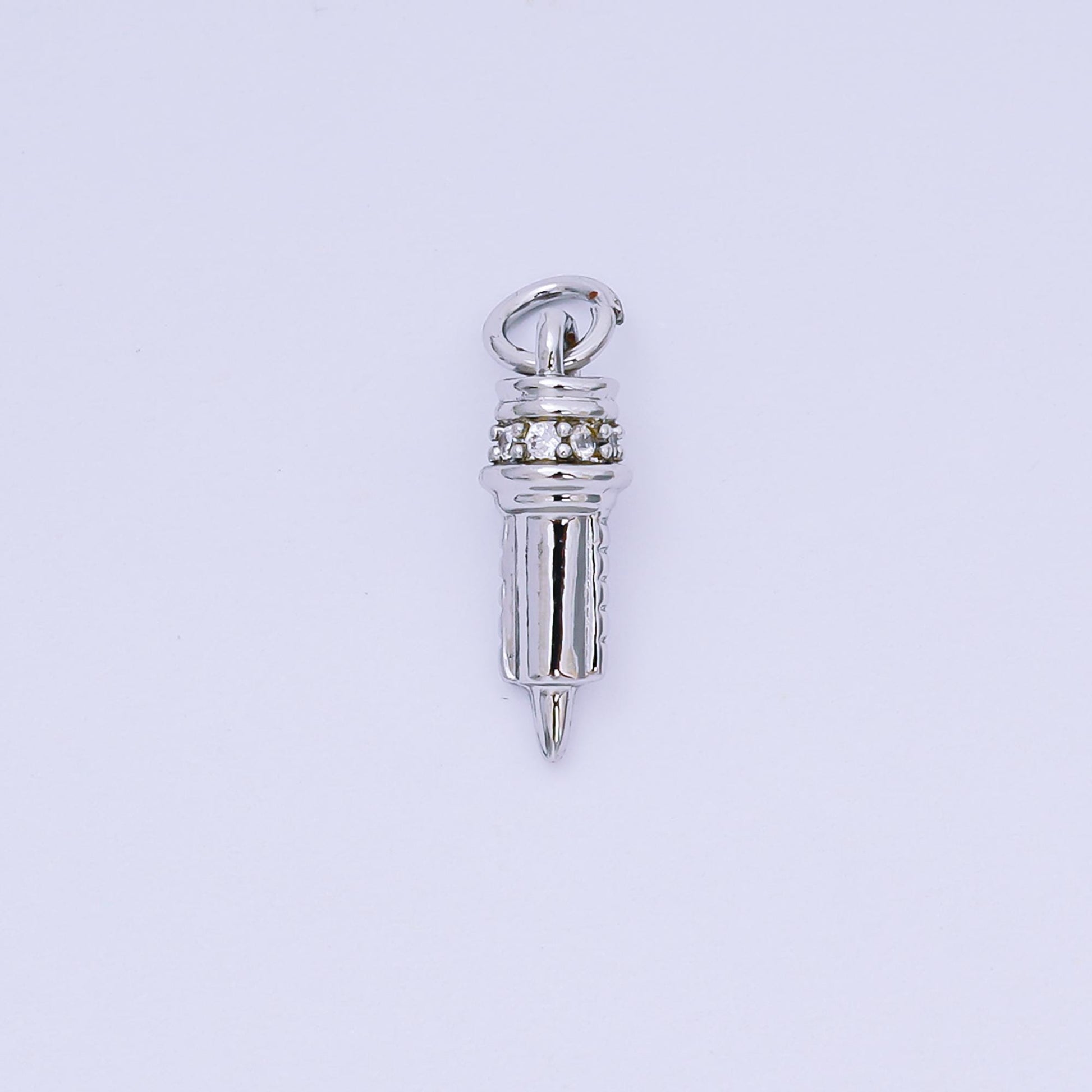 24K Gold Filled 16mm Micro Paved CZ Nurse's Syringe Charm | AH608