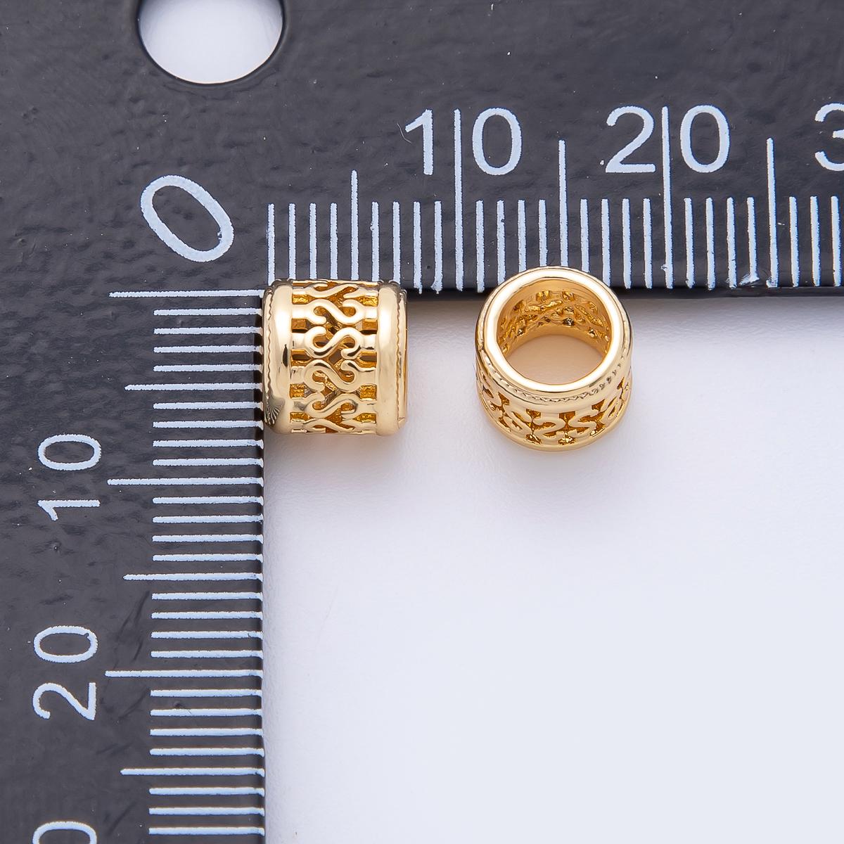 18K Gold Filled Filigree Tube Cylinder Rondelles Bead Spacer | AF-1093