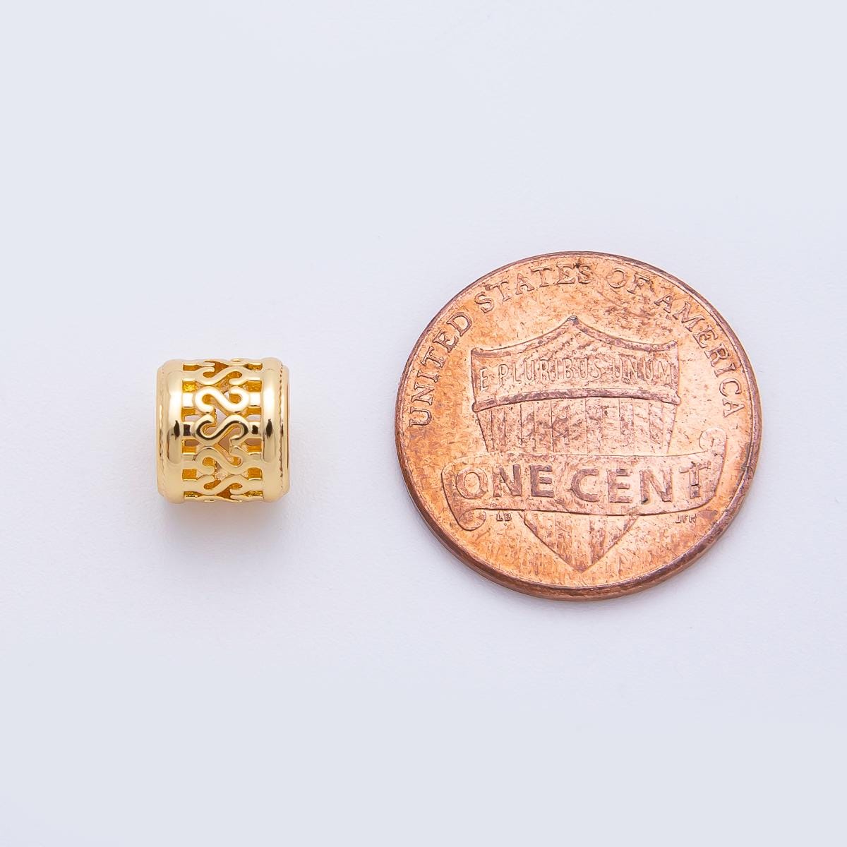 18K Gold Filled Filigree Tube Cylinder Rondelles Bead Spacer | AF-1093